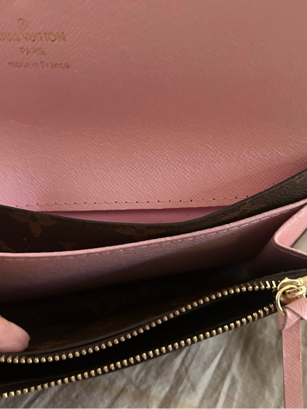 Louis Vuitton Brown Monogram Continental Wallet with Pink Button - Picture 4 of 6